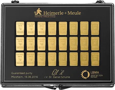 50 x 1 g Gold UnityBar Collection Heimerle und Meule