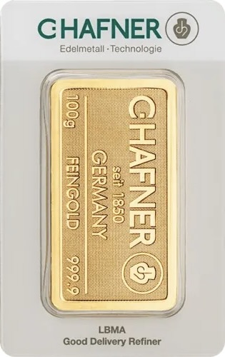 100g Goldbarren C. Hafner