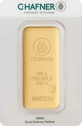 500g Goldbarren C. Hafner