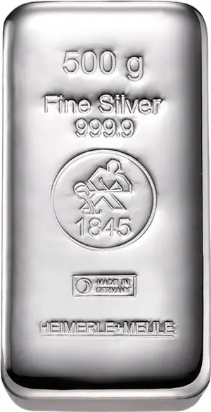 500g Silberbarren Heimerle + Meule