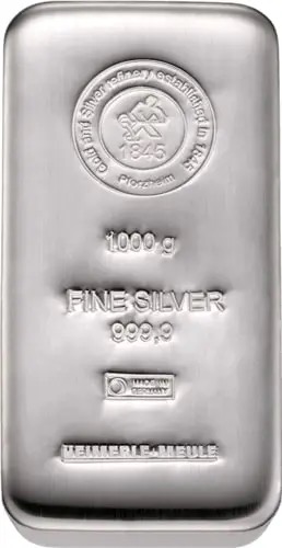 1000g Silberbarren Heimerle + Meule