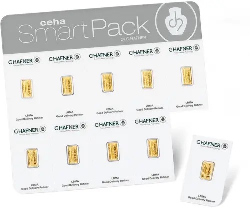 10 x 1 g Goldbarren SmartPack C. Hafner