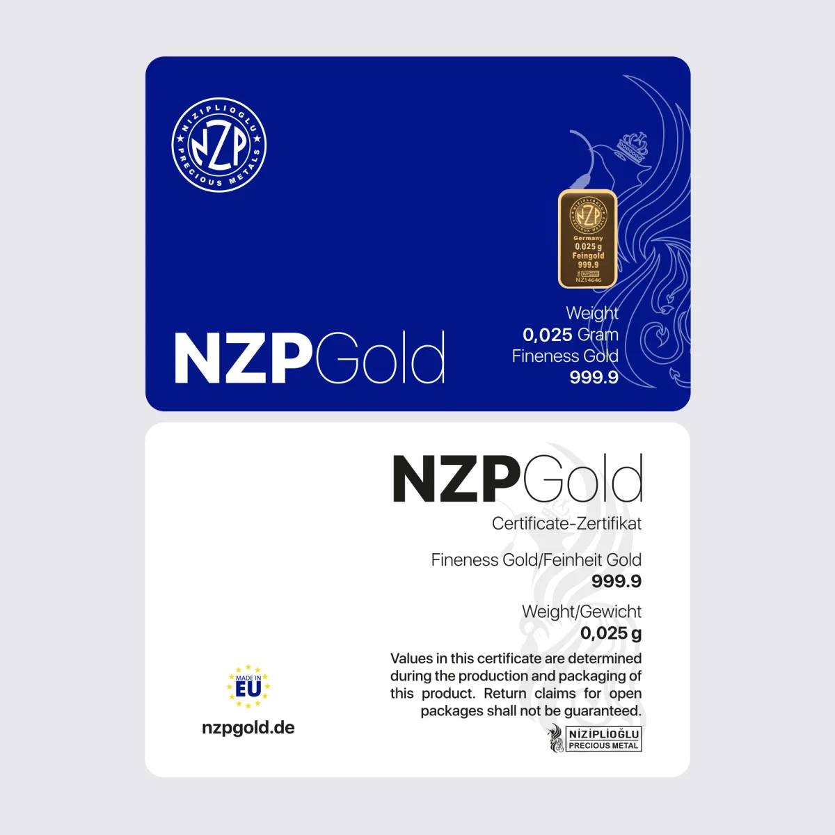 0.025g Goldbarren NZPGOLD