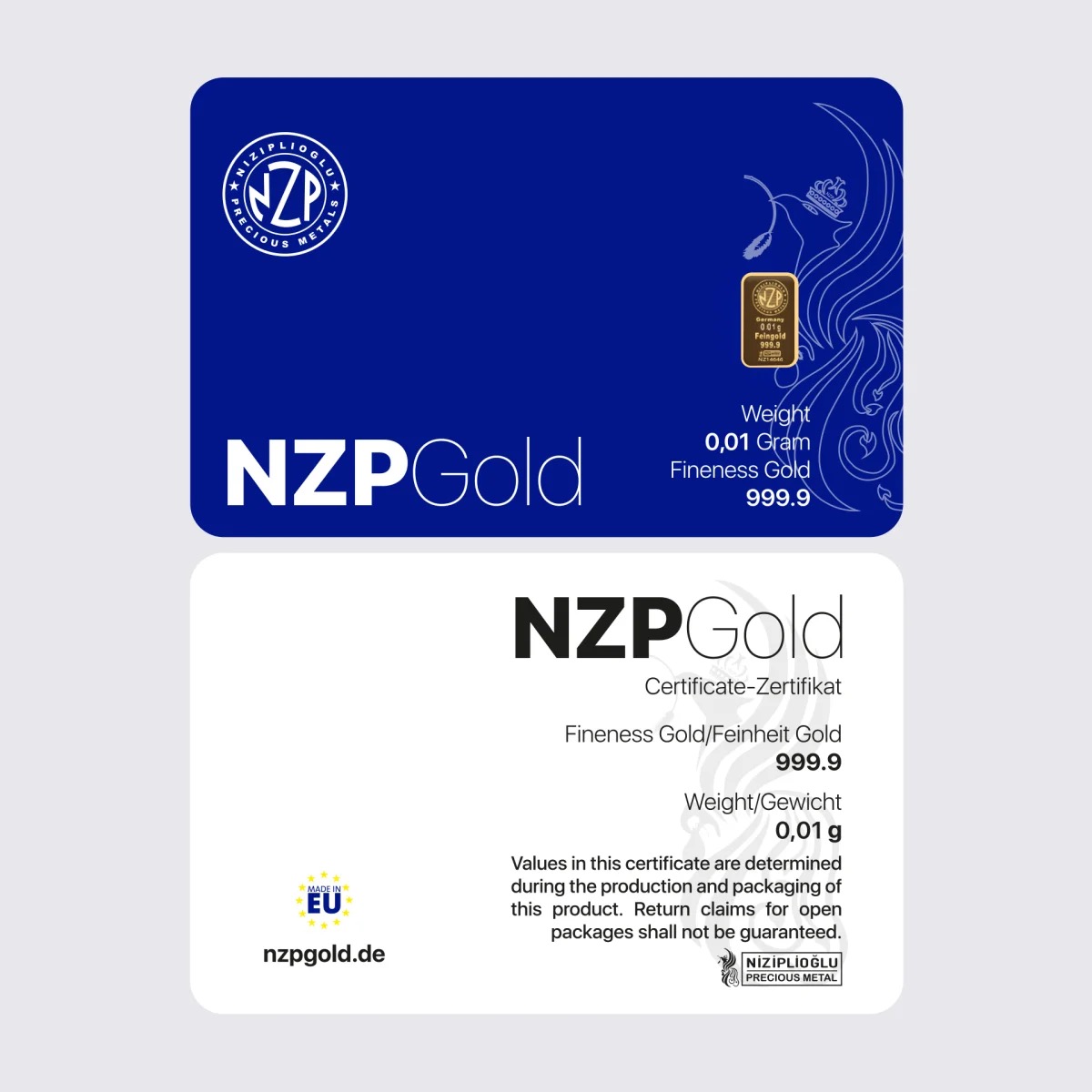 0.01g Goldbarren NZPGOLD
